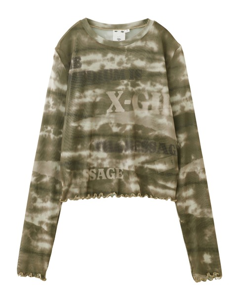 X-girl(エックスガール)の「TYPOGRAPHY AND MARBLE MESH TOP(Tシャツ/カットソー・レディース・ブラック/ブラウン・S/M)」の17枚目の写真