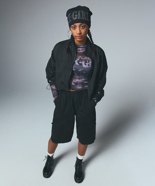 X-girl(エックスガール)の「TYPOGRAPHY AND MARBLE MESH TOP(Tシャツ/カットソー・レディース・ブラック/ブラウン・S/M)」の16枚目の写真