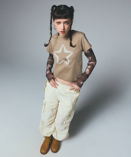 X-girl(エックスガール)の「TYPOGRAPHY AND MARBLE MESH TOP(Tシャツ/カットソー・レディース・ブラック/ブラウン・S/M)」の20枚目の写真