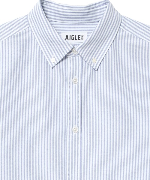 AIGLE(エーグル)の「速乾ストライプオックスフォードシャツ(シャツ/ブラウス・メンズ・セージグリーン/ライトブルー・L/M/XL/S)」の22枚目の写真