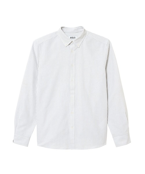 AIGLE(エーグル)の「速乾ストライプオックスフォードシャツ(シャツ/ブラウス・メンズ・セージグリーン/ライトブルー・L/M/XL/S)」の1枚目の写真