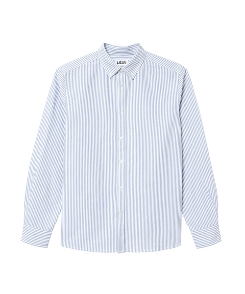 AIGLE(エーグル)の「速乾ストライプオックスフォードシャツ(シャツ/ブラウス・メンズ・セージグリーン/ライトブルー・L/M/XL/S)」の2枚目の写真
