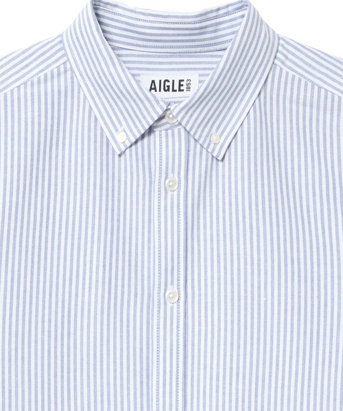 AIGLE(エーグル)の「速乾ストライプオックスフォードシャツ(シャツ/ブラウス・メンズ・セージグリーン/ライトブルー・L/M/XL/S)」の4枚目の写真