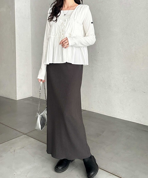 GeeRA（ジーラ）の「【S-XLサイズ展開】すっきり見え！セルフカットストレートタイトロングスカート（スカート・レディース・ベージュ/チャコール/ブラック/モカ・LARGE/X-LARGE/MEDIUM/SMALL）」の11枚目の写真