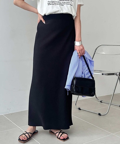 GeeRA（ジーラ）の「【S-XLサイズ展開】すっきり見え！セルフカットストレートタイトロングスカート（スカート・レディース・ベージュ/チャコール/ブラック/モカ・LARGE/X-LARGE/MEDIUM/SMALL）」の17枚目の写真