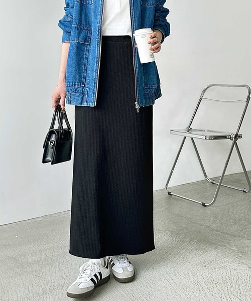 GeeRA（ジーラ）の「【S-XLサイズ展開】すっきり見え！セルフカットストレートタイトロングスカート（スカート・レディース・ベージュ/チャコール/ブラック/モカ・LARGE/X-LARGE/MEDIUM/SMALL）」の11枚目の写真