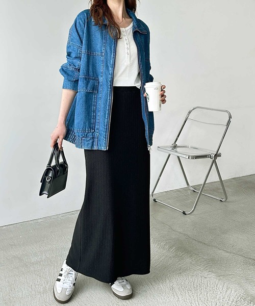 GeeRA（ジーラ）の「【S-XLサイズ展開】すっきり見え！セルフカットストレートタイトロングスカート（スカート・レディース・ベージュ/チャコール/ブラック/モカ・LARGE/X-LARGE/MEDIUM/SMALL）」の14枚目の写真