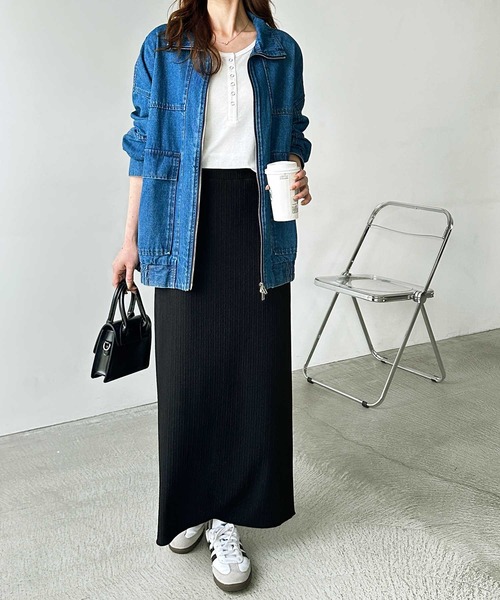 GeeRA（ジーラ）の「【S-XLサイズ展開】すっきり見え！セルフカットストレートタイトロングスカート（スカート・レディース・ベージュ/チャコール/ブラック/モカ・LARGE/X-LARGE/MEDIUM/SMALL）」の13枚目の写真