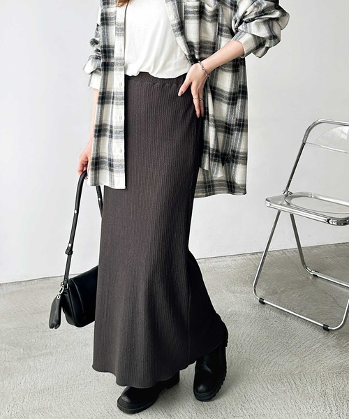 GeeRA（ジーラ）の「【S-XLサイズ展開】すっきり見え！セルフカットストレートタイトロングスカート（スカート・レディース・ベージュ/チャコール/ブラック/モカ・LARGE/X-LARGE/MEDIUM/SMALL）」の17枚目の写真
