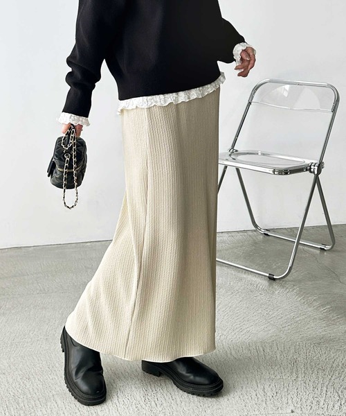 GeeRA（ジーラ）の「【S-XLサイズ展開】すっきり見え！セルフカットストレートタイトロングスカート（スカート・レディース・ベージュ/チャコール/ブラック/モカ・LARGE/X-LARGE/MEDIUM/SMALL）」の22枚目の写真