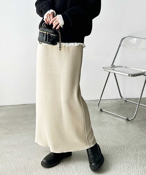 GeeRA（ジーラ）の「【S-XLサイズ展開】すっきり見え！セルフカットストレートタイトロングスカート（スカート・レディース・ベージュ/チャコール/ブラック/モカ・LARGE/X-LARGE/MEDIUM/SMALL）」の20枚目の写真