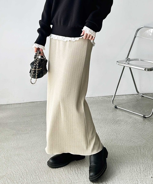 GeeRA（ジーラ）の「【S-XLサイズ展開】すっきり見え！セルフカットストレートタイトロングスカート（スカート・レディース・ベージュ/チャコール/ブラック/モカ・LARGE/X-LARGE/MEDIUM/SMALL）」の21枚目の写真