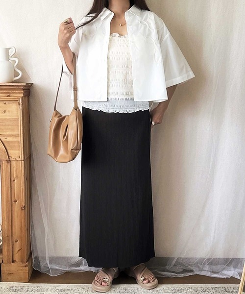 GeeRA（ジーラ）の「【S-XLサイズ展開】すっきり見え！セルフカットストレートタイトロングスカート（スカート・レディース・ベージュ/チャコール/ブラック/モカ・LARGE/X-LARGE/MEDIUM/SMALL）」の9枚目の写真