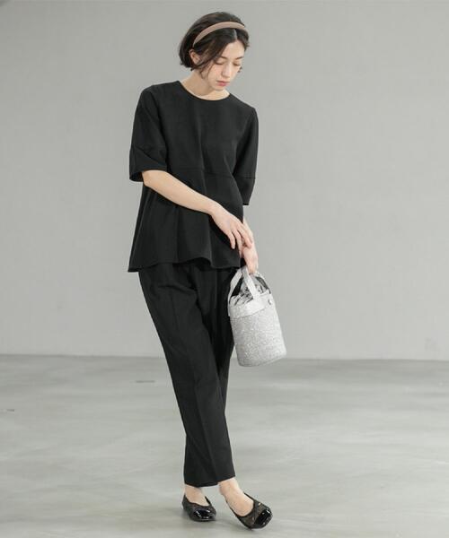 OPAQUE.CLIP（オペークドットクリップ）の「《6色展開/丈が選べる》美脚イージーテーパードパンツ/セットアップ対応【ストレッチ/洗濯機洗い可/防シワ】（その他パンツ・レディース・ブラック/ダークブラウン/ベージュ系7/ブルー系その他/ライトベージュ/グリーン系その他5・01/02/03/42/34/36/38/40）」の9枚目の写真