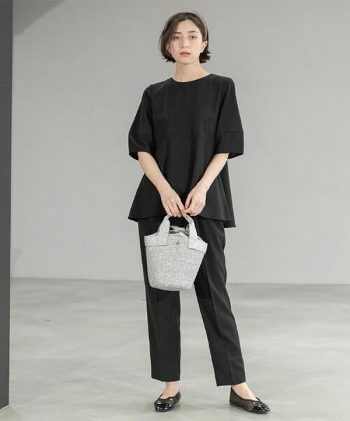 OPAQUE.CLIP（オペークドットクリップ）の「《6色展開/丈が選べる》美脚イージーテーパードパンツ/セットアップ対応【ストレッチ/洗濯機洗い可/防シワ】（その他パンツ・レディース・ブラック/ダークブラウン/ベージュ系7/ブルー系その他/ライトベージュ/グリーン系その他5・01/02/03/42/34/36/38/40）」の10枚目の写真