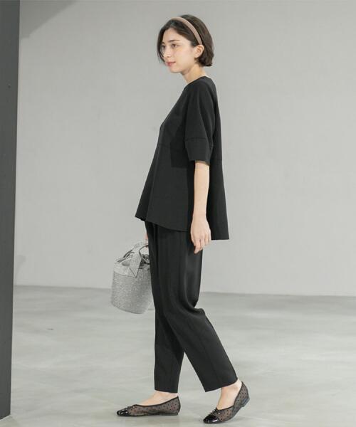 OPAQUE.CLIP（オペークドットクリップ）の「《6色展開/丈が選べる》美脚イージーテーパードパンツ/セットアップ対応【ストレッチ/洗濯機洗い可/防シワ】（その他パンツ・レディース・ブラック/ダークブラウン/ベージュ系7/ブルー系その他/ライトベージュ/グリーン系その他5・01/02/03/42/34/36/38/40）」の11枚目の写真