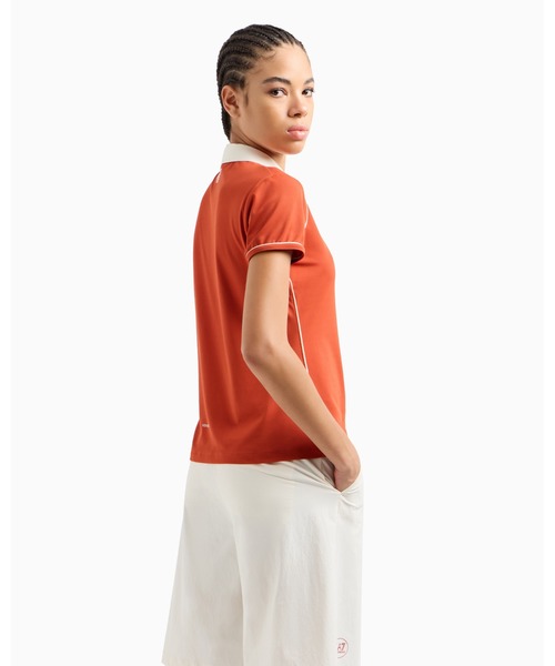 EMPORIO ARMANI EA7(エンポリオアルマーニイーエーセブン)の「【エンポリオ アルマーニ EA7】Golf Pro ポロシャツ ストレッチテクニカルファブリック(ポロシャツ・レディース・オレンジ系/ホワイト系・SMALL/MEDIUM/X-SMALL/LARGE)」の3枚目の写真