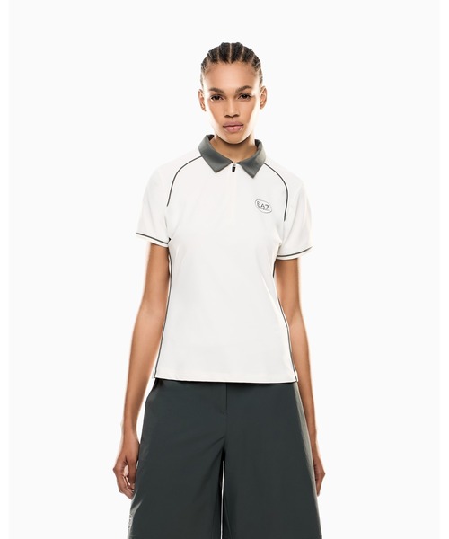 EMPORIO ARMANI EA7(エンポリオアルマーニイーエーセブン)の「【エンポリオ アルマーニ EA7】Golf Pro ポロシャツ ストレッチテクニカルファブリック(ポロシャツ・レディース・オレンジ系/ホワイト系・SMALL/MEDIUM/X-SMALL/LARGE/X-LARGE)」の8枚目の写真