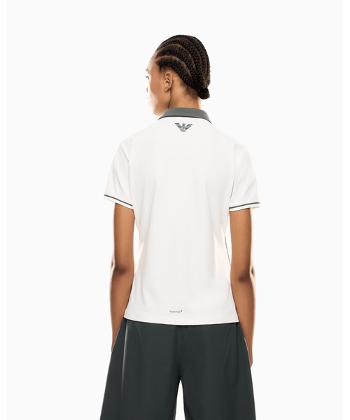 EMPORIO ARMANI EA7(エンポリオアルマーニイーエーセブン)の「【エンポリオ アルマーニ EA7】Golf Pro ポロシャツ ストレッチテクニカルファブリック(ポロシャツ・レディース・オレンジ系/ホワイト系・SMALL/MEDIUM/X-SMALL/LARGE/X-LARGE)」の9枚目の写真