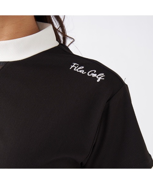 tシャツ FILA GOLF/フィラ ゴルフ ゴルフウェア ブランド ロゴ カットアウト ジャガード ハイネック 半袖 シャツ UVカット レディース セール】FILA GOLF/フィラ ゴルフ ゴルフウェア ブランド ロゴ