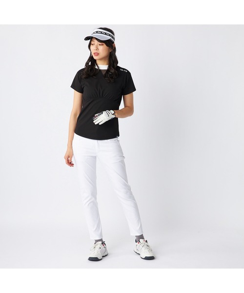 FILA GOLF(フィラゴルフ )の「FILA GOLF/フィラ ゴルフ ゴルフウェア ブランド ロゴ カットアウト ジャガード ハイネック 半袖 シャツ UVカット(Tシャツ/カットソー・レディース・ブルー/ブラック/ホワイト・M/L/LL)」の19枚目の写真