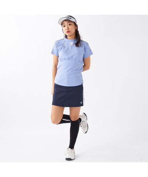 tシャツ FILA GOLF/フィラ ゴルフ ゴルフウェア ブランド ロゴ カットアウト ジャガード ハイネック 半袖 シャツ UVカット レディース セール】FILA GOLF/フィラ ゴルフ ゴルフウェア ブランド ロゴ