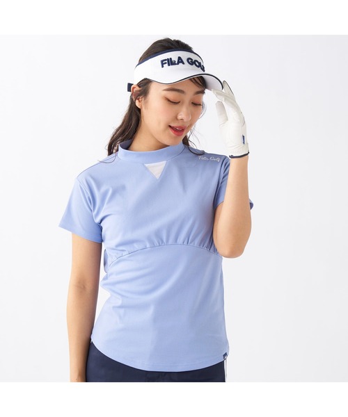 tシャツ FILA GOLF/フィラ ゴルフ ゴルフウェア ブランド ロゴ カットアウト ジャガード ハイネック 半袖 シャツ UVカット レディース セール】FILA GOLF/フィラ ゴルフ ゴルフウェア ブランド ロゴ