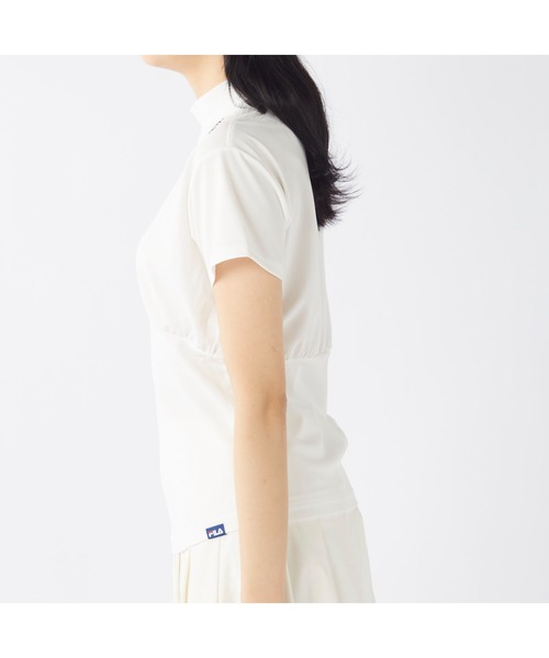 FILA GOLF(フィラゴルフ )の「FILA GOLF/フィラ ゴルフ ゴルフウェア ブランド ロゴ カットアウト ジャガード ハイネック 半袖 シャツ UVカット(Tシャツ/カットソー・レディース・ブルー/ブラック/ホワイト・M/L/LL)」の9枚目の写真