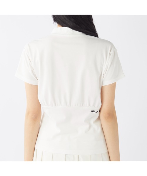 FILA GOLF(フィラゴルフ )の「FILA GOLF/フィラ ゴルフ ゴルフウェア ブランド ロゴ カットアウト ジャガード ハイネック 半袖 シャツ UVカット(Tシャツ/カットソー・レディース・ブルー/ブラック/ホワイト・M/L/LL)」の10枚目の写真
