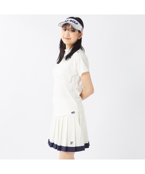 FILA GOLF(フィラゴルフ )の「FILA GOLF/フィラ ゴルフ ゴルフウェア ブランド ロゴ カットアウト ジャガード ハイネック 半袖 シャツ UVカット(Tシャツ/カットソー・レディース・ブルー/ブラック/ホワイト・M/L/LL)」の5枚目の写真