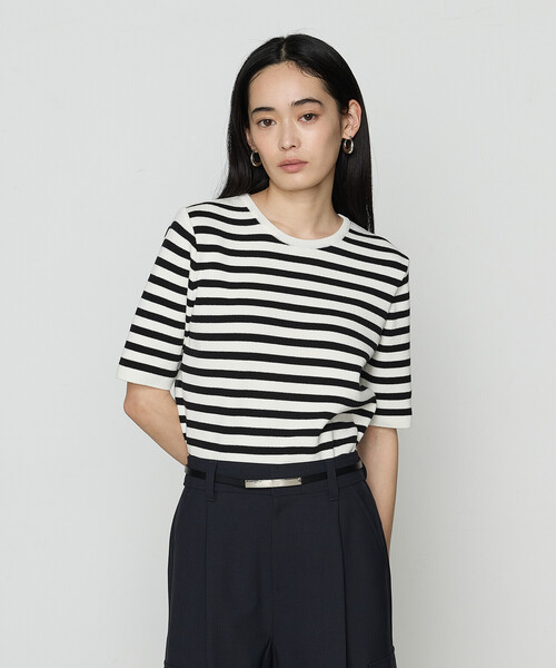 COMME CA（コムサ）の「ボーダー／バイカラー プルオーバー（ニット/セーター・レディース・オフホワイト/ホワイト・9号/11号）」の6枚目の写真