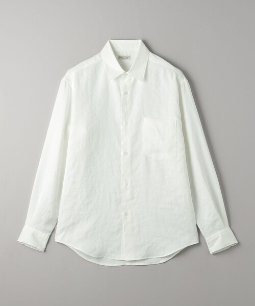 BEAUTY&YOUTH BYTRADITIONAL リネンシャツ　白 シャトルリネンライトショートスリーブロングシャツ（白