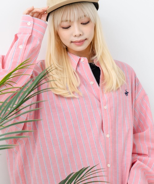 BEVERLY HILLS POLO CLUB(ビバリーヒルズポロクラブ)の「【BEVERLY HILLS POLO CLUB/ビバリーヒルズポロクラブ】BIGシルエット レギュラーカラー ロングスリーブシャツ/長袖シャツ(シャツ/ブラウス・レディース・ダークグリーン/ブラック/オフホワイト/レッド/グレー/ダークブルー/イエロー/グリーン/ブルー・MEDIUM)」の9枚目の写真