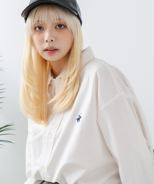 BEVERLY HILLS POLO CLUB(ビバリーヒルズポロクラブ)の「【BEVERLY HILLS POLO CLUB/ビバリーヒルズポロクラブ】BIGシルエット レギュラーカラー ロングスリーブシャツ/長袖シャツ(シャツ/ブラウス・レディース・ダークグリーン/ブラック/オフホワイト/レッド/グレー/ダークブルー/イエロー/グリーン/ブルー・MEDIUM)」の1枚目の写真