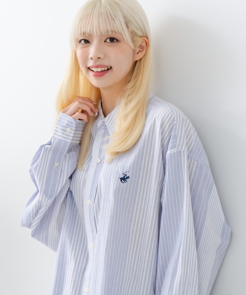 BEVERLY HILLS POLO CLUB(ビバリーヒルズポロクラブ)の「【BEVERLY HILLS POLO CLUB/ビバリーヒルズポロクラブ】BIGシルエット レギュラーカラー ロングスリーブシャツ/長袖シャツ(シャツ/ブラウス・レディース・ダークグリーン/ブラック/オフホワイト/レッド/グレー/ダークブルー/イエロー/グリーン/ブルー・MEDIUM)」の6枚目の写真