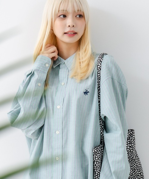 BEVERLY HILLS POLO CLUB(ビバリーヒルズポロクラブ)の「【BEVERLY HILLS POLO CLUB/ビバリーヒルズポロクラブ】BIGシルエット レギュラーカラー ロングスリーブシャツ/長袖シャツ(シャツ/ブラウス・レディース・ダークグリーン/ブラック/オフホワイト/レッド/グレー/ダークブルー/イエロー/グリーン/ブルー・MEDIUM)」の4枚目の写真