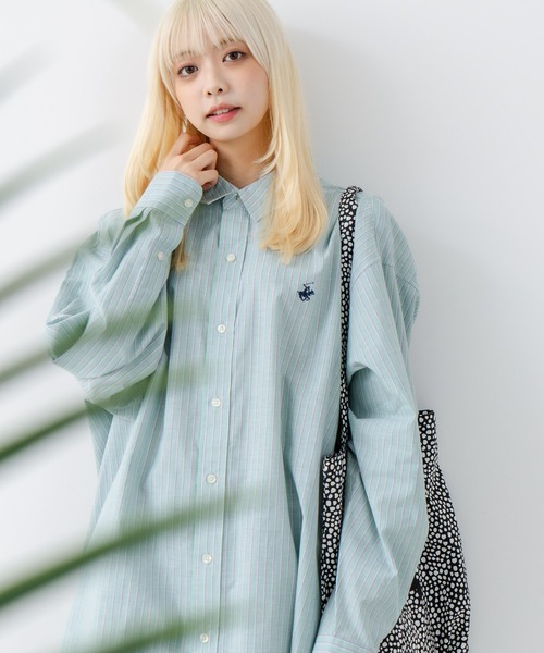 BEVERLY HILLS POLO CLUB(ビバリーヒルズポロクラブ)の「【BEVERLY HILLS POLO CLUB/ビバリーヒルズポロクラブ】BIGシルエット レギュラーカラー ロングスリーブシャツ/長袖シャツ(シャツ/ブラウス・レディース・ダークグリーン/ブラック/オフホワイト/レッド/グレー/ダークブルー/イエロー/グリーン/ブルー・MEDIUM)」の16枚目の写真
