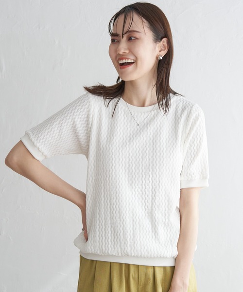 ikka(イッカ)の「幾何学ジャガードプルオーバー(Tシャツ/カットソー・レディース・オフホワイト/ブラック/エメラルドブルー/ダークベージュ・M/L/S)」の22枚目の写真