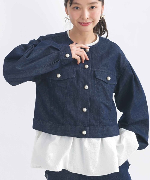 PICCIN(ピッチン)の「【セットアップ可能】ボリュームスリーブラメデニムジャケット(デニムジャケット・レディース・ブルー・L/M)」の4枚目の写真