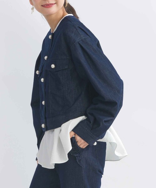 PICCIN(ピッチン)の「【セットアップ可能】ボリュームスリーブラメデニムジャケット(デニムジャケット・レディース・ブルー・L/M)」の6枚目の写真