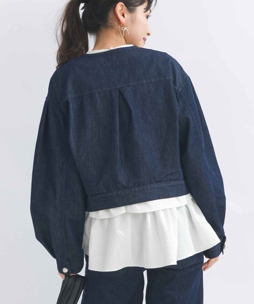 PICCIN(ピッチン)の「【セットアップ可能】ボリュームスリーブラメデニムジャケット(デニムジャケット・レディース・ブルー・L/M)」の7枚目の写真