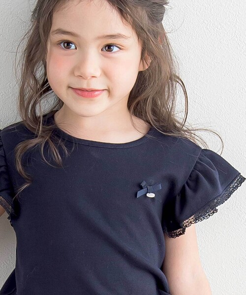 Tartine et Chocolat(タルティーヌエショコラ)の「トーションレース袖フリルTシャツ(90~140cm)(Tシャツ/カットソー・キッズ・ネイビー/パープル・140cm/120cm/130cm/110cm)」の6枚目の写真