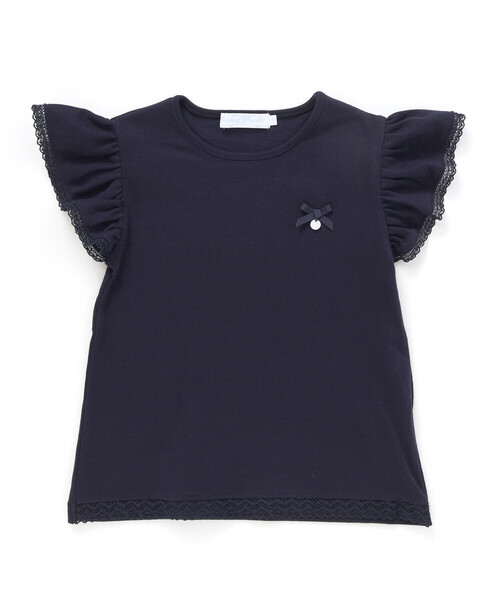 Tartine et Chocolat(タルティーヌエショコラ)の「トーションレース袖フリルTシャツ(90~140cm)(Tシャツ/カットソー・キッズ・ネイビー/パープル・140cm/120cm/130cm/110cm)」の7枚目の写真