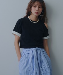 カットオフバイカラースリーブTシャツ