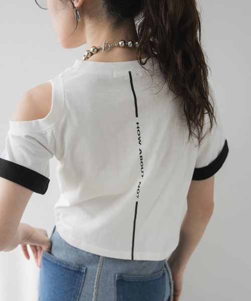bohmal(ボマール)の「カットオフバイカラースリーブTシャツ(Tシャツ/カットソー・レディース・ホワイト/ブラック・FREE)」の12枚目の写真