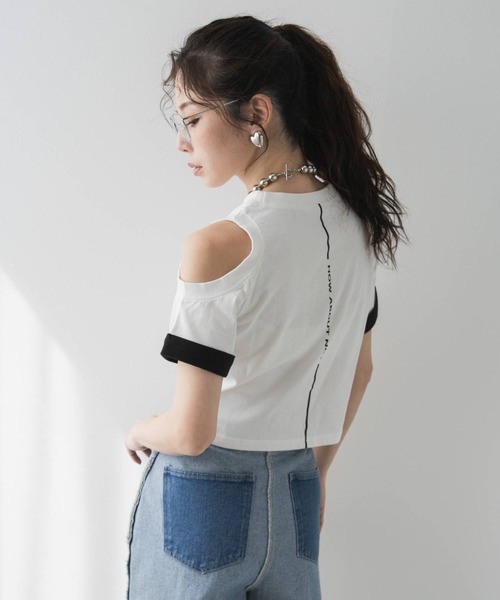 bohmal(ボマール)の「カットオフバイカラースリーブTシャツ(Tシャツ/カットソー・レディース・ホワイト/ブラック・FREE)」の17枚目の写真