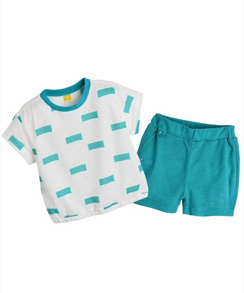 moimoln(モイモルン)の「【セットアップ】マリン半袖トップス&パンツ(セットアップ・キッズ・グリーン/イエロー/ブルー・120cm/110cm/100cm/90cm/80cm)」の2枚目の写真