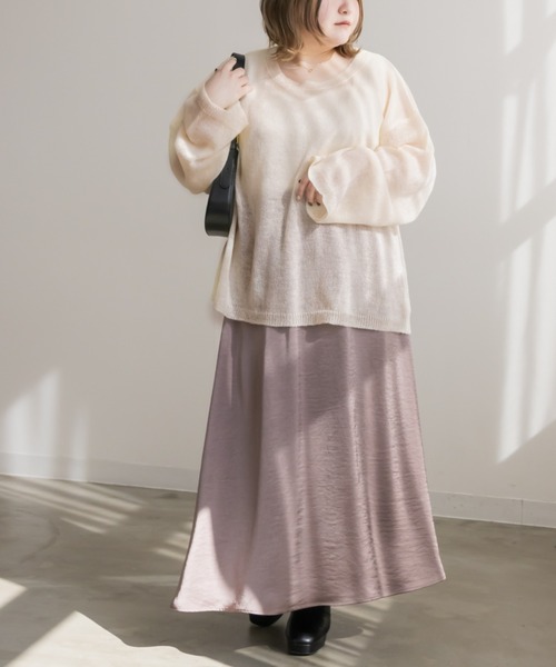 CLETTE(クレット)の「モヘアシアーニット(ニット/セーター・レディース・アイボリー/ピンクベージュ/チャコールグレー・LL/3L/4L)」の14枚目の写真