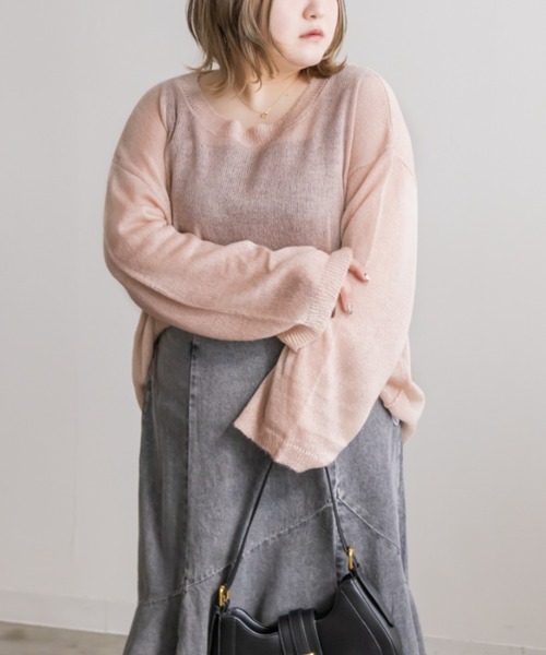 CLETTE(クレット)の「モヘアシアーニット(ニット/セーター・レディース・アイボリー/ピンクベージュ/チャコールグレー・LL/3L/4L)」の19枚目の写真