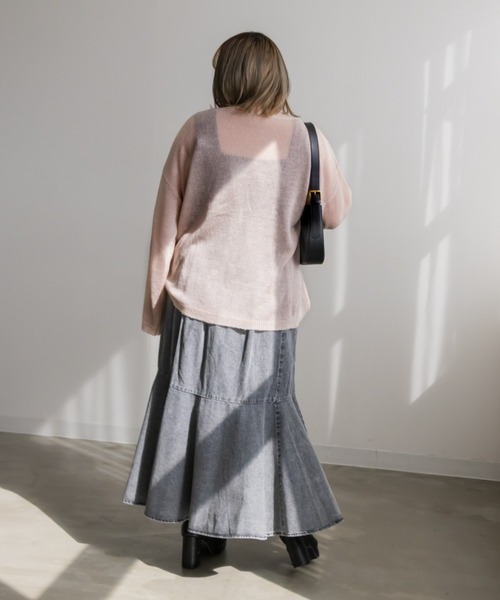 CLETTE(クレット)の「モヘアシアーニット(ニット/セーター・レディース・アイボリー/ピンクベージュ/チャコールグレー・LL/3L/4L)」の22枚目の写真